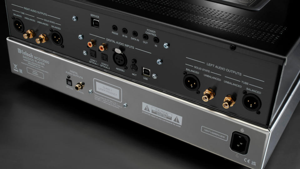 A host of balanced and unbalanced fixed outputs and seven types of digital inputs support a variety of system configurations. - Credit: Van Zandbergen, courtesy of McIntosh.