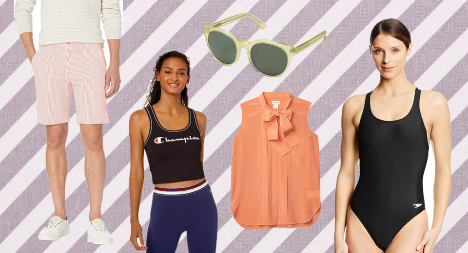 Everything from swimwear to activewear for women and men is heavily discounted right now. (Photo: Amazon)