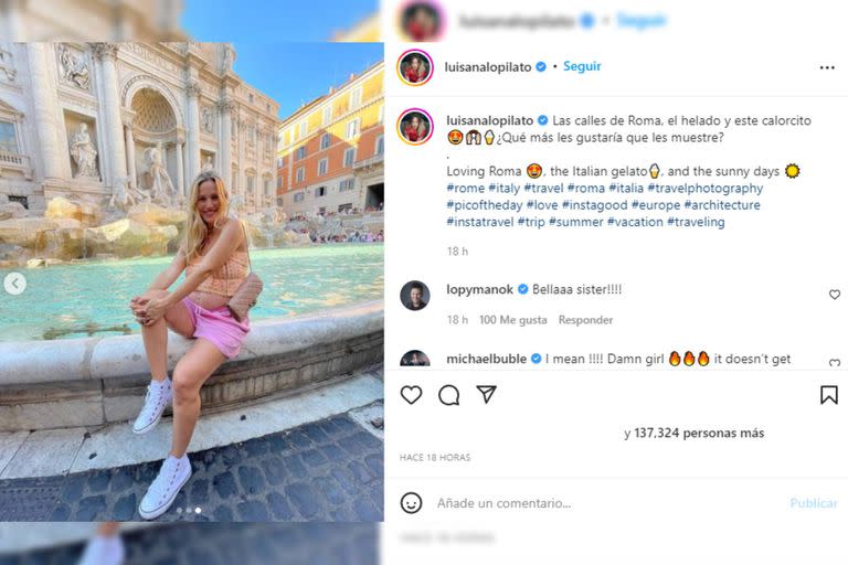 Luisana mostró su viaje a Roma (Foto Instagram @luisanalopilato)