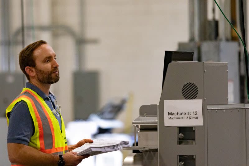 FILE PHOTO: Primary election ballots are counted in Philadelphia