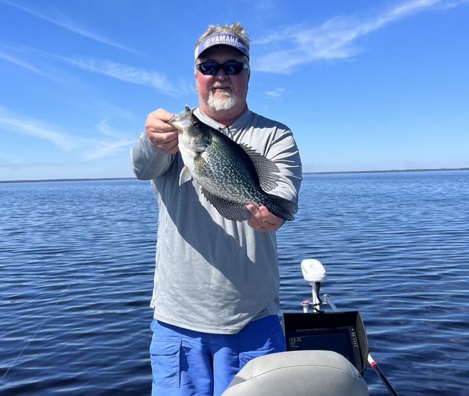 Steve Germany with a portly crappie (or speck!) pulled from the St. Johns this past week.