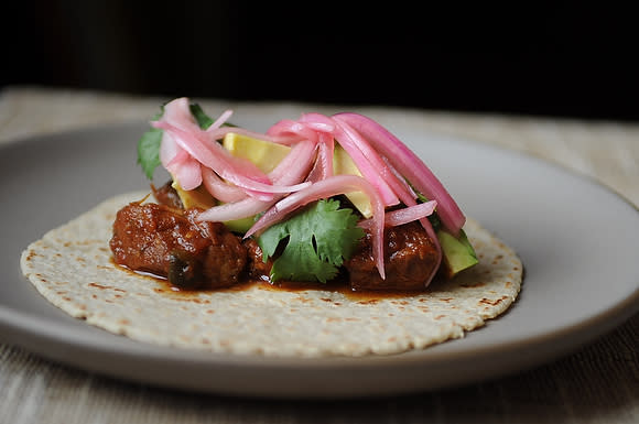 Slow-Cooked Pork Tacos with Pickled Onions