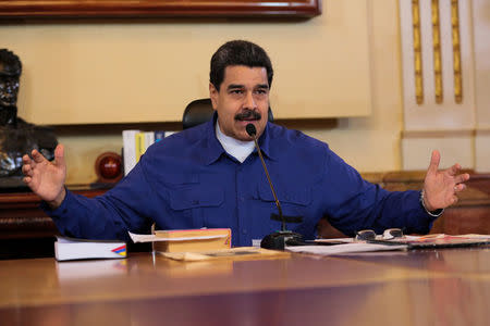 Venezuela's President Nicolas Maduro speaks during a meeting with Vice Presidents at Miraflores Palace in Caracas, Venezuela June 1, 2017. Miraflores Palace/Handout via REUTERS