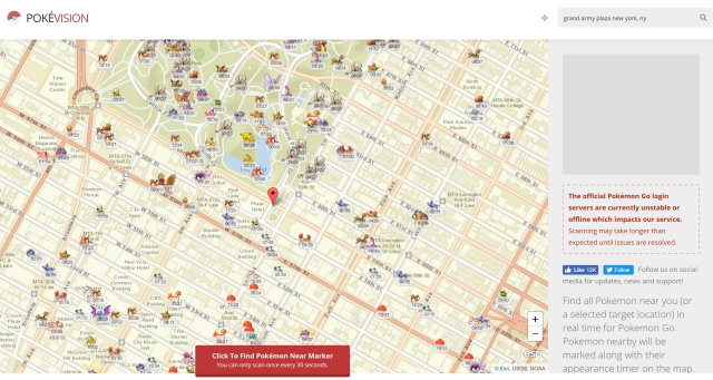  Real-time Pokémon Go map for NYC