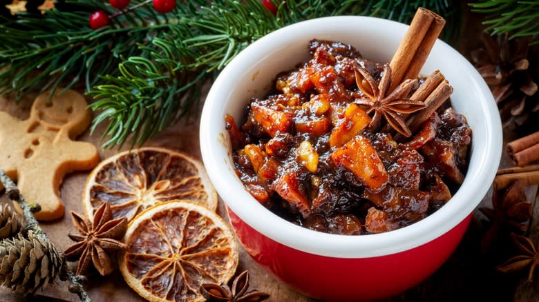 Bowl of dried fruit mincemeat