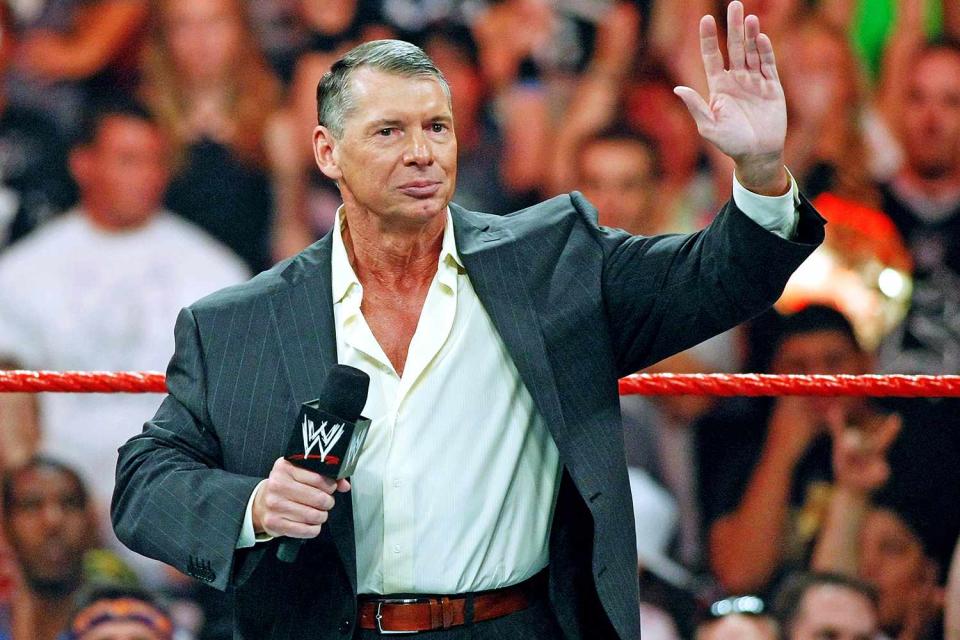 LAS VEGAS - AUGUST 24: World Wrestling Entertainment Inc. Chairman Vince McMahon appears in the ring during the WWE Monday Night Raw show at the Thomas & Mack Center August 24, 2009 in Las Vegas, Nevada. (Photo by Ethan Miller/Getty Images)