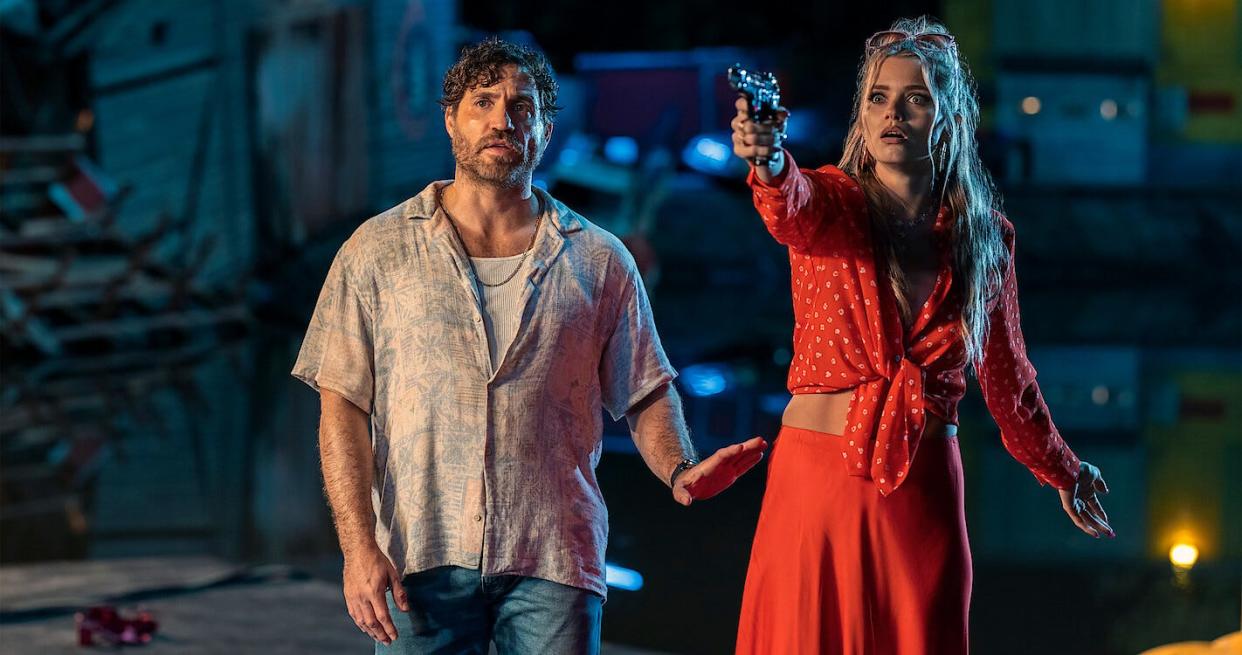 Edgar Ramirez and Abbey Lee in Netflix series "Florida Man," which shot in the Wilmington area in 2021.