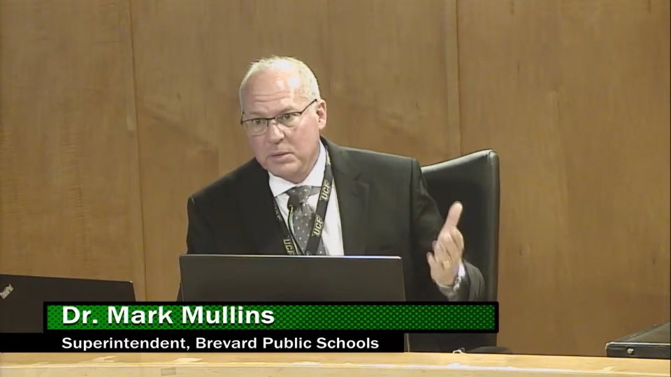 Brevard Public Schools Superintendent Mark Mullins discussed school safety at a Tuesday School Board meeting.