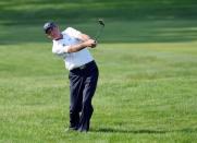 Jun 19, 2016; Oakmont, PA, USA; Jim Furyk hits from the rough on the 18th hole during the final round of the U.S. Open golf tournament at Oakmont Country Club. Mandatory Credit: Kyle Terada-USA TODAY Sports