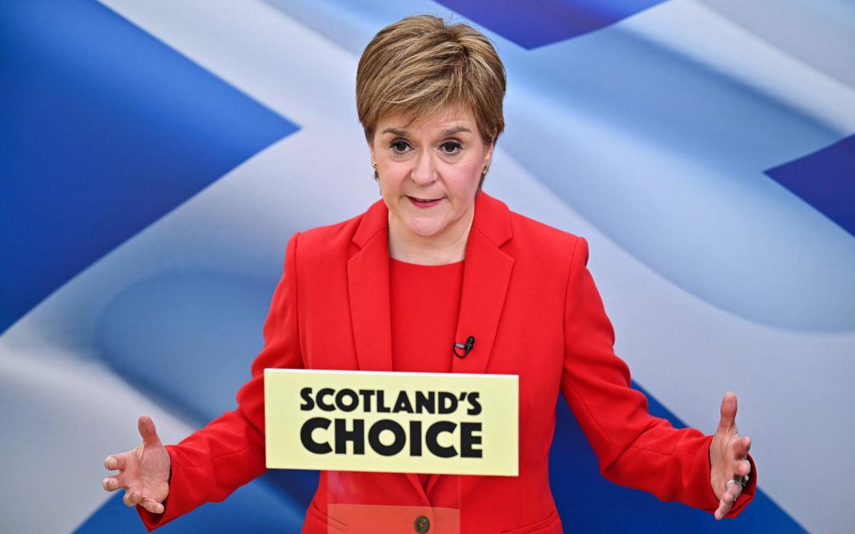 Nicola Sturgeon launches the SNP Election Manifesto in Glasgow - AFP