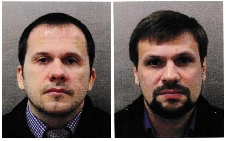 Two men using the aliases Alexander Petrov and Ruslan Boshirov, who have been linked to both the Salisbury poisoning and an explosion in the Czech Republic - Reuters/Reuters