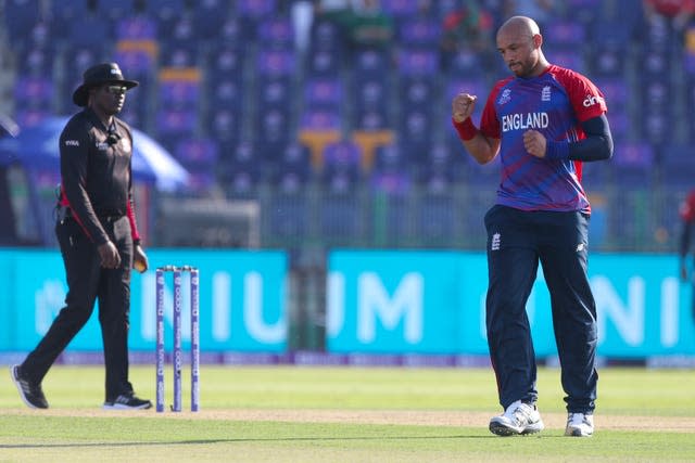 Tymal Mills, right, took three for 27 in England's win over Bangladesh (Aijaz Rahi/AP/PA)