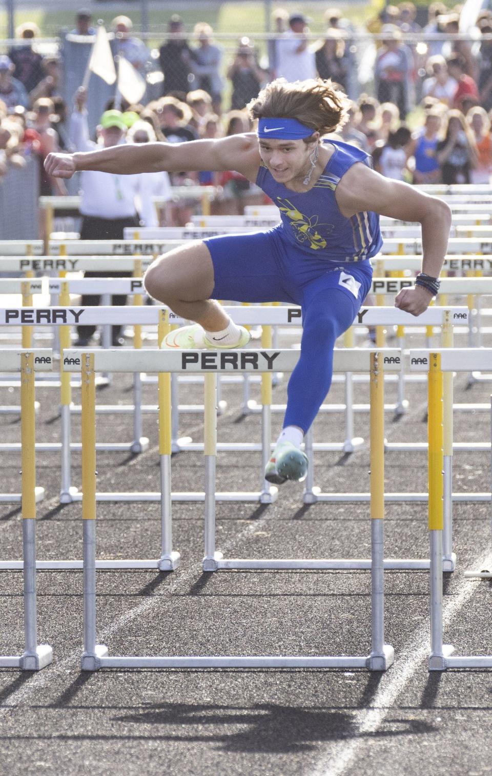 Central Catholic's Brennan Betz was a two-time Division III state qualifier in the 110-meter hurdles at East Canton.