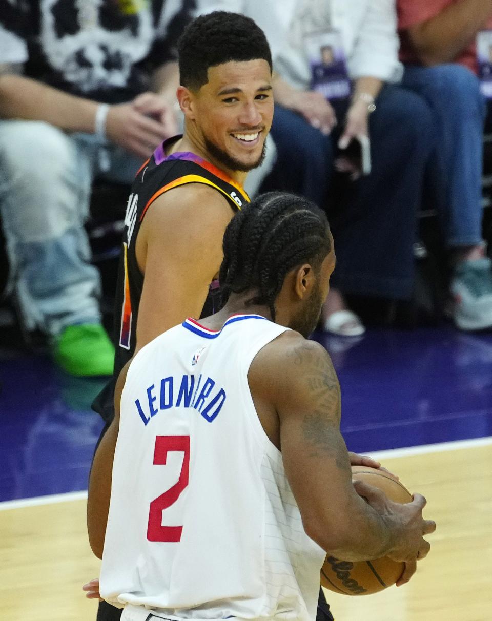 Devin Booker had a lot to smile about during Tuesday night's Phoenix Suns win over the Los Angeles Clippers in Game 2 of their NBA Playoffs series.