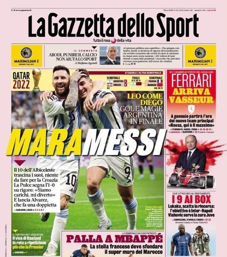 Portada de La Gazzetta dello Sport