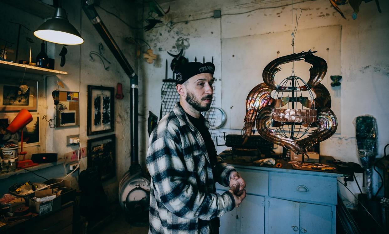 <span>Vasya Dmytryk in his studio.</span><span>Photograph: Julia Kochetova/The Guardian</span>