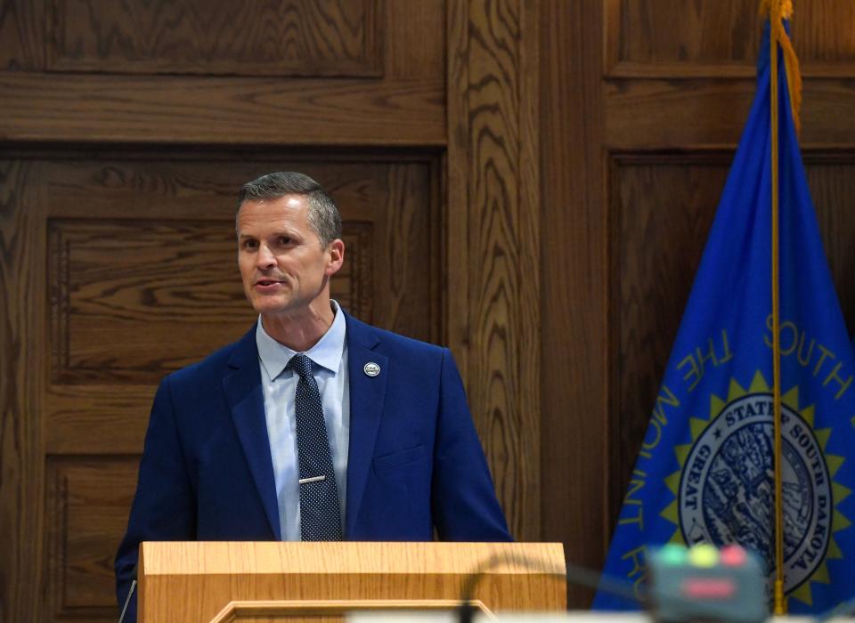 Mayor Paul TenHaken gives the annual budget address on Thursday, July 21, 2022, at Carnegie Town Hall in Sioux Falls.