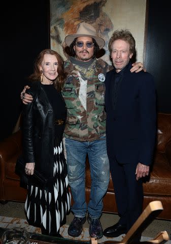 <p>Dimitrios Kambouris/Getty </p> Linda Bruckheimer, Johnny Depp and Jerry Bruckheimer on Sept. 30, 2024