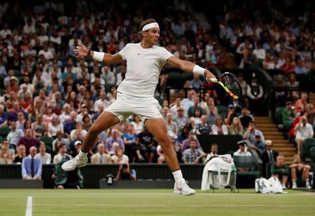 Tennis - Wimbledon - All England Lawn Tennis and Croquet Club, London, Britain - July 13, 2018 Spain's Rafael Nadal in action during his semi final match against Serbia's Novak Djokovic REUTERS/Andrew Boyers