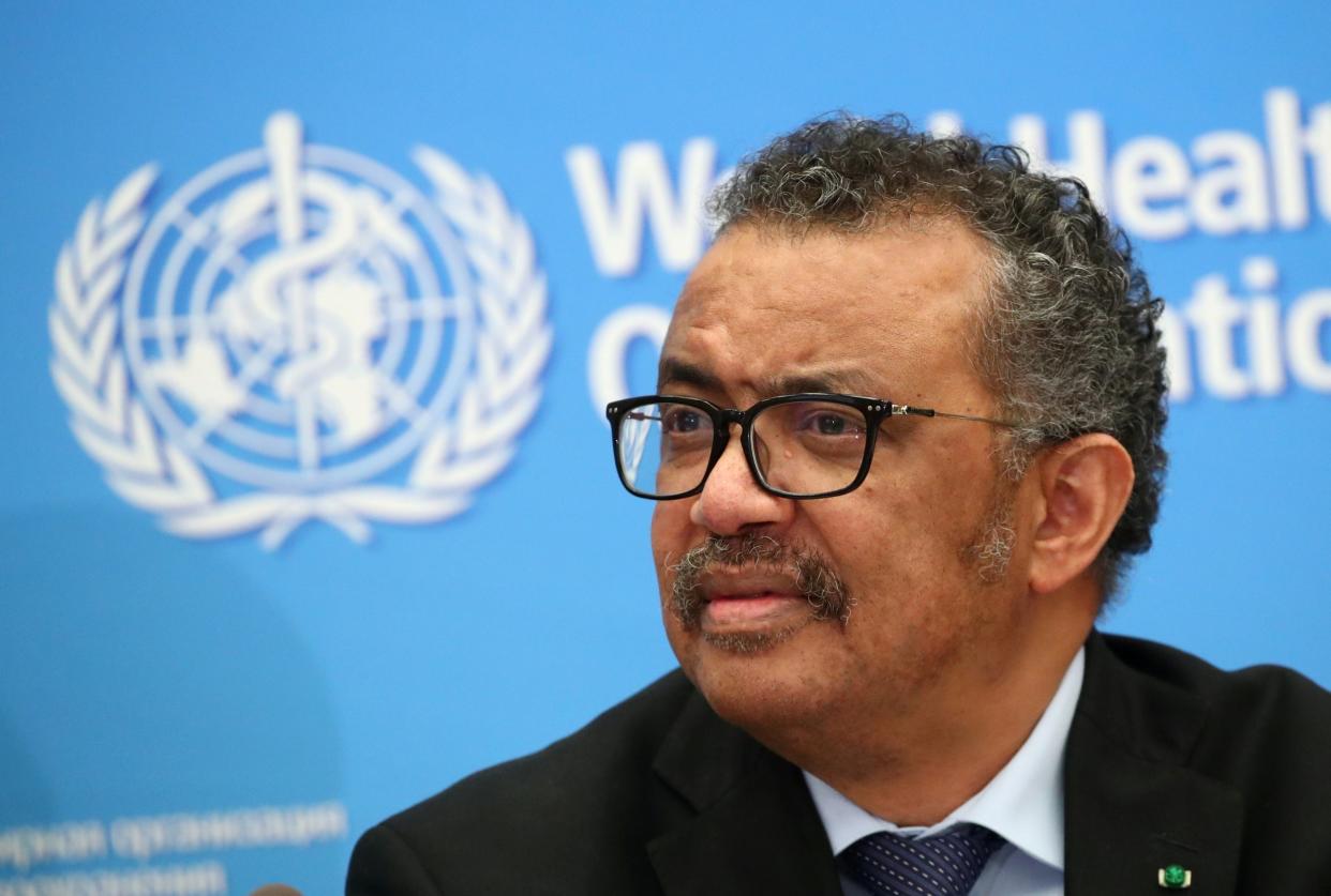 WHO director-general Tedros Adhanom Ghebreyesus attends a news conference on the coronavirus in Geneva, Switzerland in February: Reuters