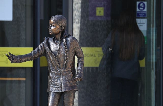 The statue of Greta Thunberg (Andrew Matthews/PA)