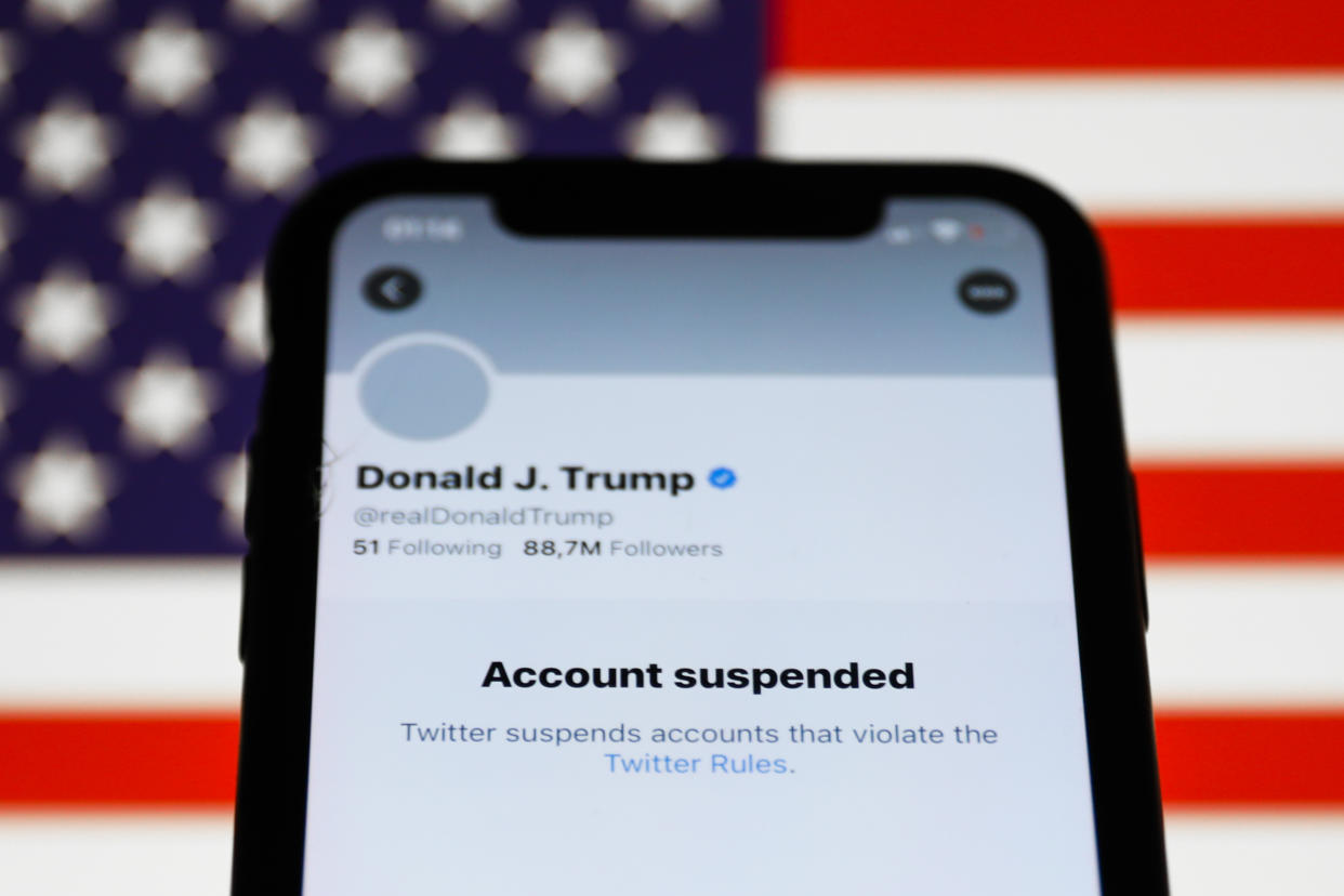 President Trump has been banned from Facebook and Twitter, news that set the social media networks ablaze with comments. (Photo: Jakub Porzycki/NurPhoto via Getty Images)