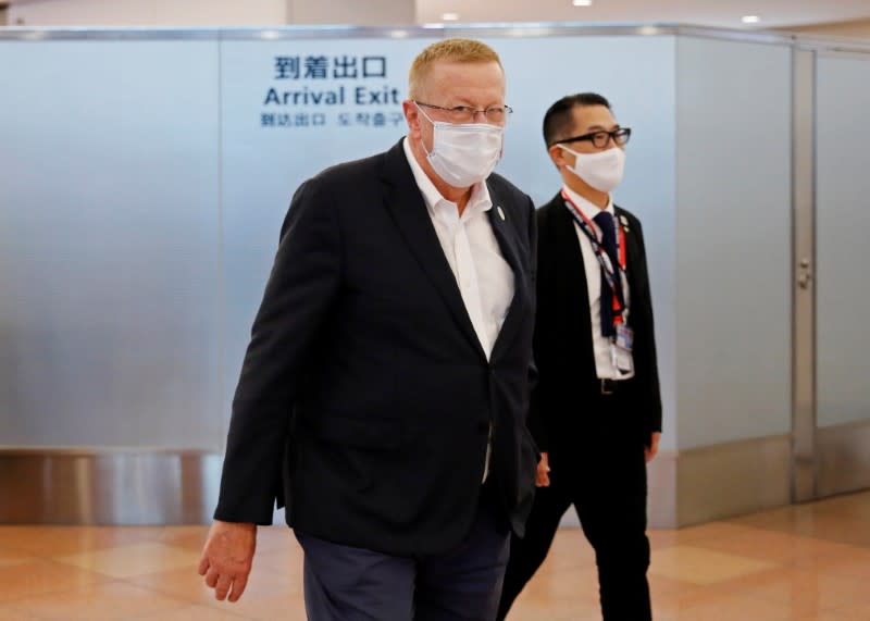 International Olympic Committee (IOC) Vice President John Coates arrives at Haneda Airport in Tokyo