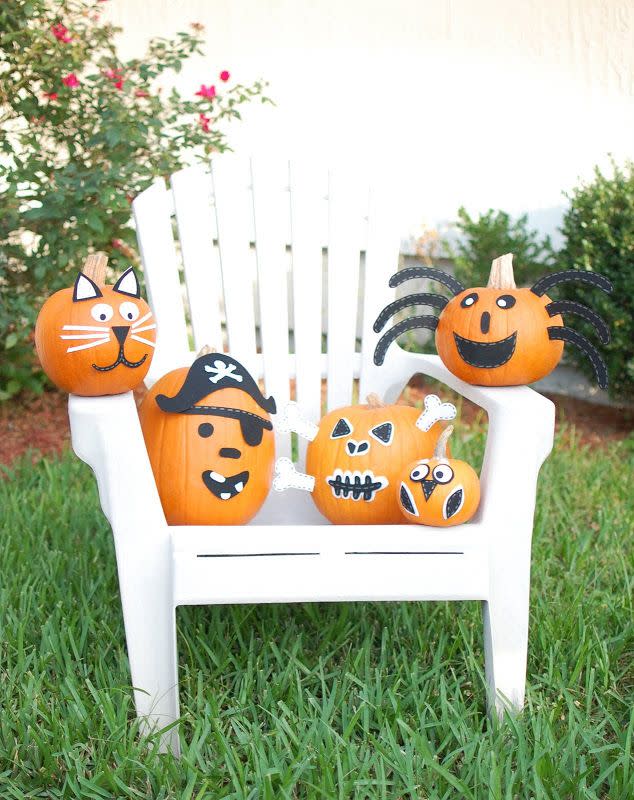 <p>From spiders to pirates, these Halloween-inspired pumpkin creations will look hauntingly good in your yard. (Add a <a href="https://www.countryliving.com/diy-crafts/g28648387/diy-pirate-costumes/" rel="nofollow noopener" target="_blank" data-ylk="slk:pirate costume;elm:context_link;itc:0;sec:content-canvas" class="link ">pirate costume</a> of your own to keep things matchy-matchy!)</p><p><strong>Get the tutorial at <a href="http://asmallsnippet.com/2010/10/our-crew-of-creatures.html" rel="nofollow noopener" target="_blank" data-ylk="slk:A Small Snippet;elm:context_link;itc:0;sec:content-canvas" class="link ">A Small Snippet</a>.</strong></p>