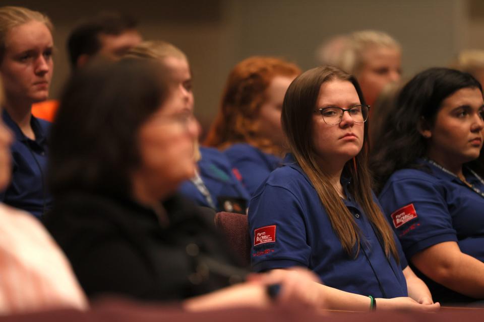 Audience members listen to candidates as they speak during a Democratic Gubernatorial forum at the Watkins Auditorium inside the Boling University Center at the University of Tennessee at Martin on Thursday, June 9, 2022.