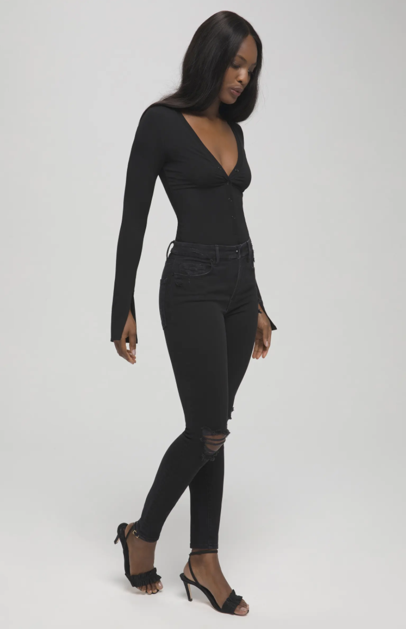 14) Deep V Henley Bodysuit