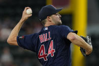 Boston Red Sox starting pitcher Rich Hill throws during the first inning of a baseball game against the Texas Rangers in Arlington, Texas, Saturday, May 14, 2022. (AP Photo/LM Otero)