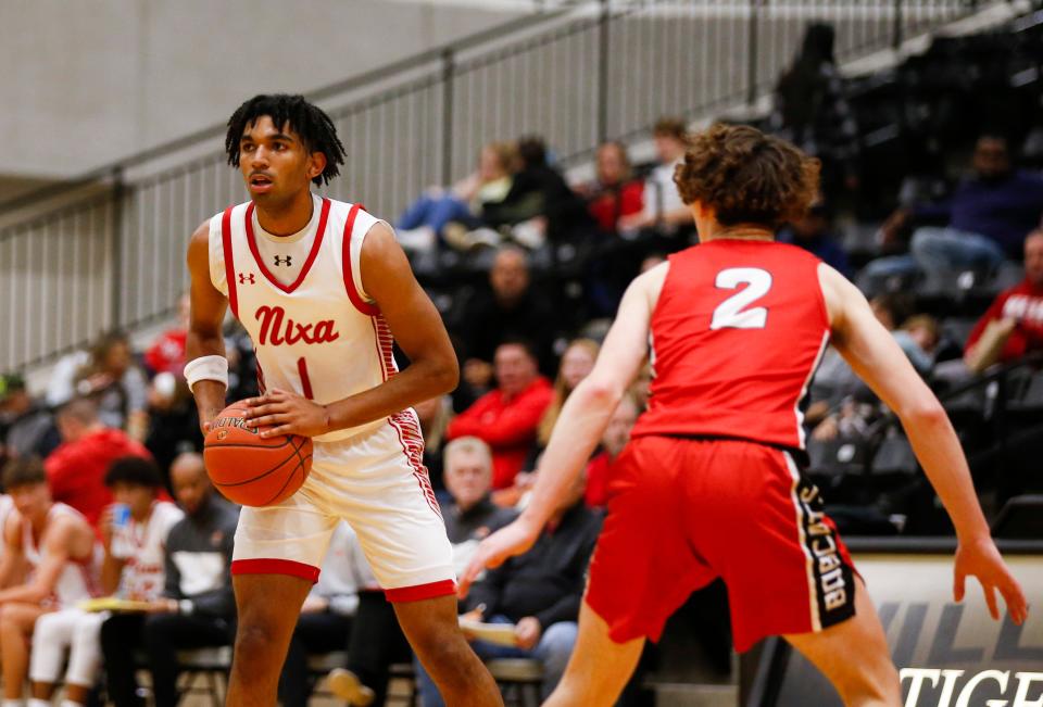 Nixa senior Kael Combs during the Eagles' matchup with the Flippin Bobcats during the 35th Willard Basketball Classic at Willard High School on Wednesday, Nov. 30, 2022.