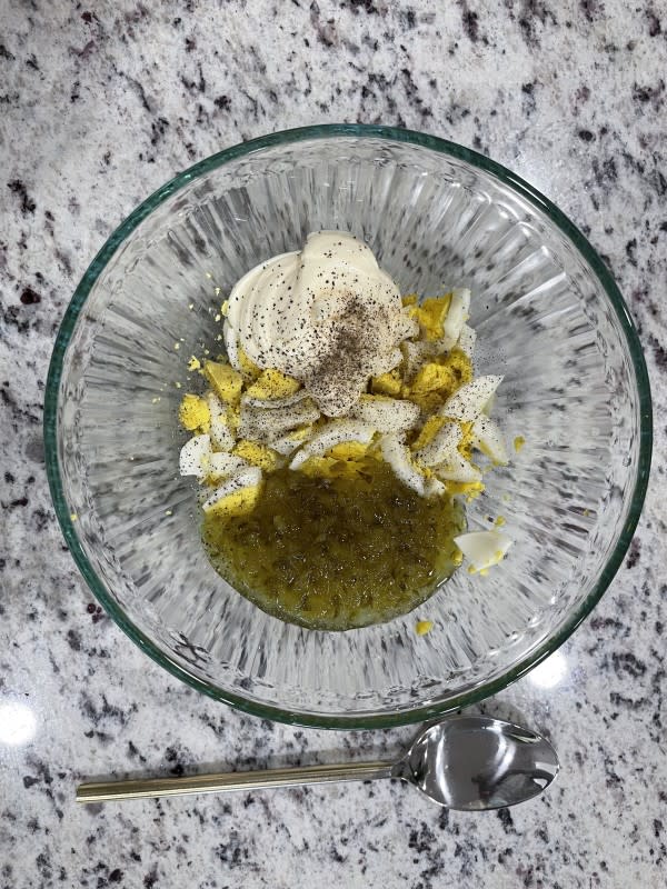 Prep for Eugene Levy's Famous Egg Salad<p>Courtesy of Choya Johnson</p>