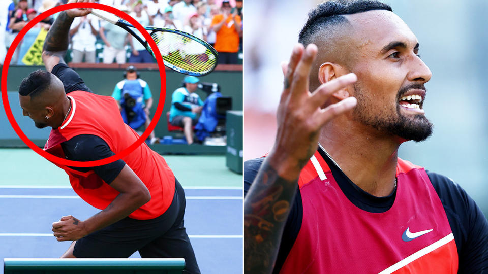 Nick Kyrgios was booed by the Indian Wells crowd after his defeat against Rafael Nadal in scenes that divided the tennis world. Pic: Getty