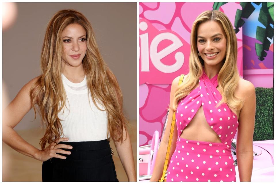 Shakira (left) and ‘Barbie’ star Margot Robbie (Getty)