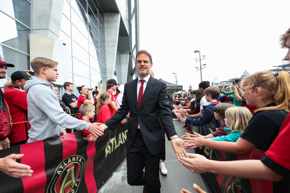 ATLANTA, GA - MAY 12: Frank de Boer, head coach of Atlanta United greets fans prior to the game between Atlanta United and Orlando City SC at Mercedes-Benz Stadium on May 12, 2019 in Atlanta, Georgia. (Photo by Carmen Mandato/Getty Images)