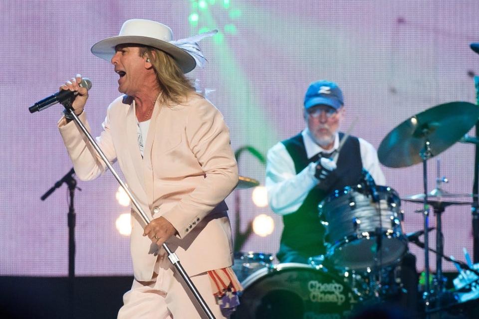 Inductees Robin Zander, left, and Bun E. Carlos from Cheap Trick perform at the 31st Annual Rock and Roll Hall of Fame Induction Ceremony at the Barclays Center on April 8, 2016, in New York.