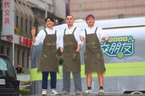 Anthony Wong with his co-hosts of 'Friends by Food Truck' - Edison Song (left) and Kid Lin (right)