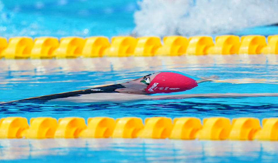 <p>Great Britain's Kathleen Dawson in action during Women's 100m Backstroke first semi final at the Tokyo Aquatics Centre on the third day of the Tokyo 2020 Olympic Games in Japan. Picture date: Monday July 26, 2021. (Photo by Adam Davy/PA Images via Getty Images)</p> 