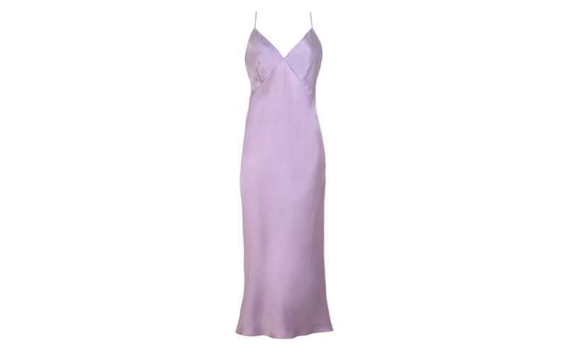 If you can't say no to a nineties slip dress then feast your eyes on this wisteria-hued beauty. Finish with a beaded bag and see-through heels for extra fashion points. <a href="https://oliviavonhalle.com/uk/issa-wisteria-silk-slip-dress.html" rel="nofollow noopener" target="_blank" data-ylk="slk:Shop now;elm:context_link;itc:0;sec:content-canvas" class="link "><em>Shop now</em></a>.