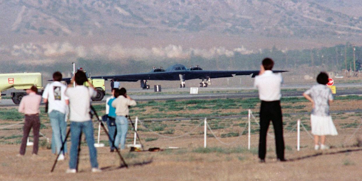 B-2 stealth bomber first flight Palmdale