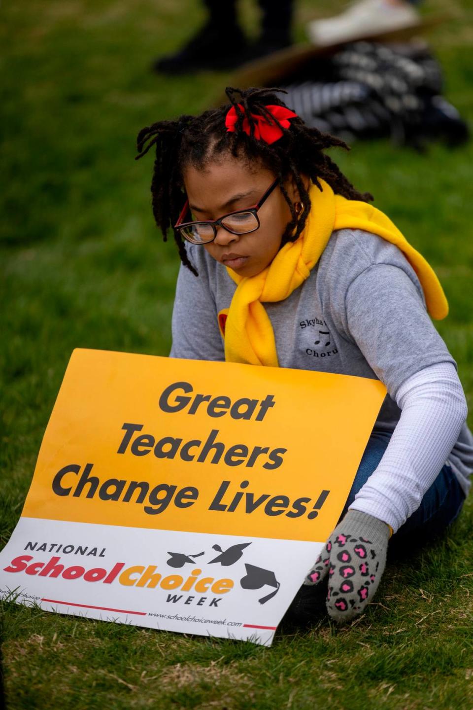 School voucher supporters celebrate National School Choice Week during a rally on Halifax Mall in front of the Legislative Building in Raleigh on Wednesday, Jan. 24, 2024.