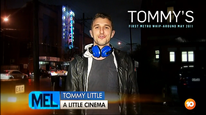 A screenshot of Tommy Little's first appearance on The Project where he presented the 'Metro Whip Around' in 2011.