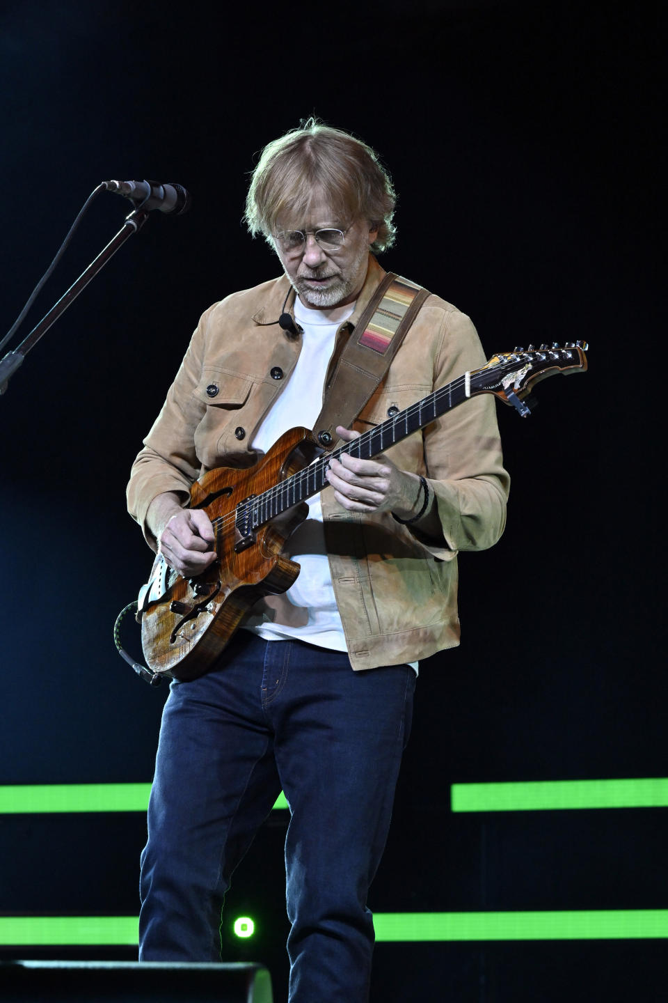 Trey Anastasio, guitarist and singer-songwriter of the band Phish, rehearses before the group's four-night engagement at the Sphere on Tuesday, April 16, 2024, in Las Vegas. (AP Photo/David Becker)