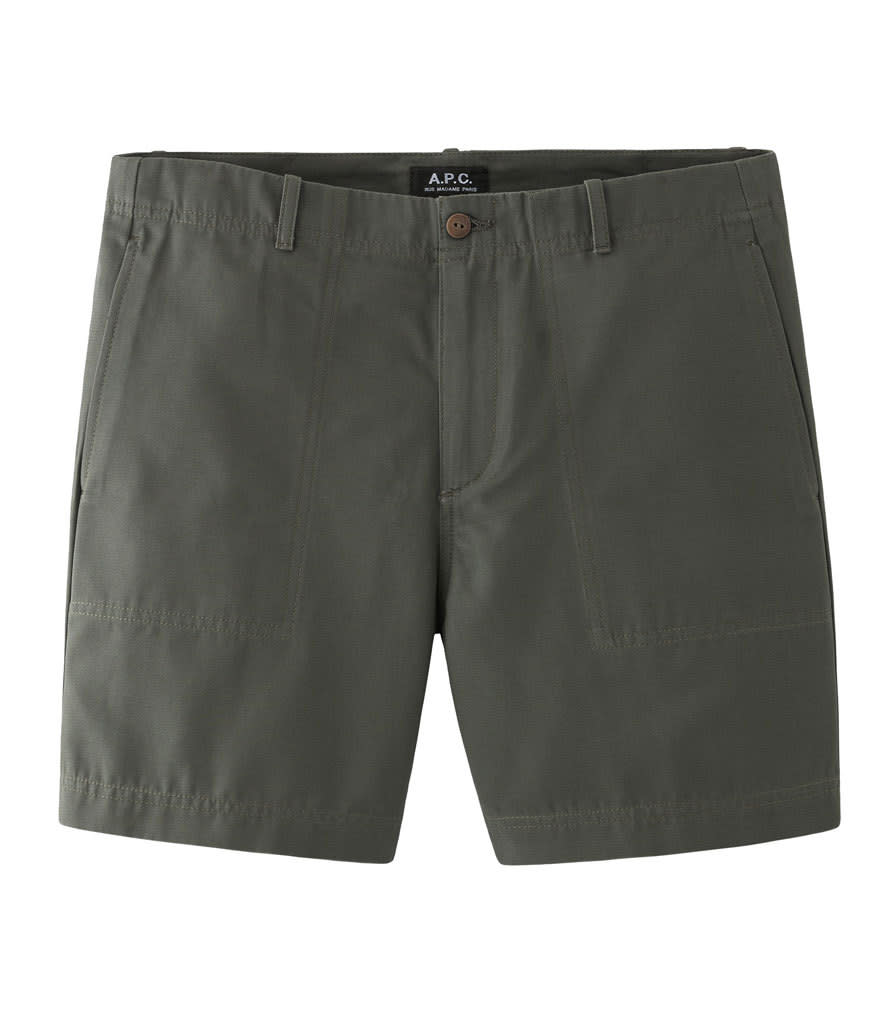 <p><b>A.P.C. </b></p><p>Ranger shorts in khaki, $165, <a href="http://usonline.apc.fr/ranger-shorts-cobgb-h10075#Military%20khaki" rel="nofollow noopener" target="_blank" data-ylk="slk:apc.fr;elm:context_link;itc:0;sec:content-canvas" class="link ">apc.fr</a></p>