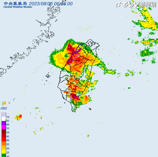 受西南風影響，台灣中南部將發生大豪雨情形。（圖／中央氣象局官網）