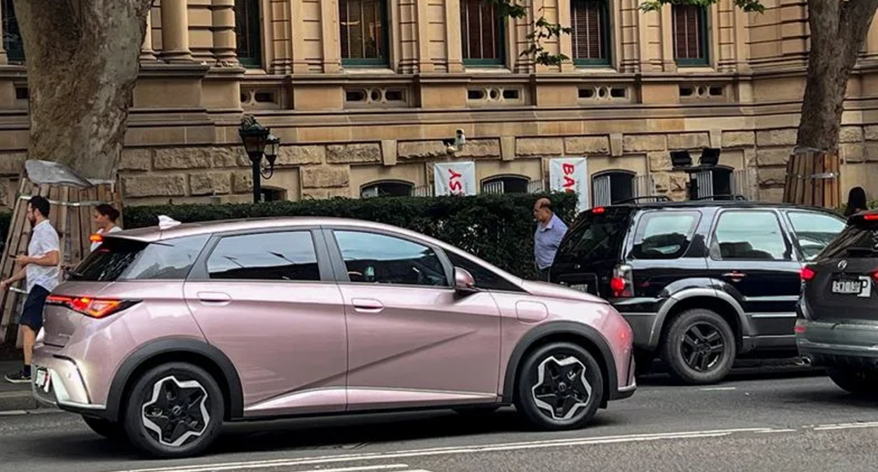 A BYD model seen on the streets of Sydney, as the Chinese manufacturer soars in popularity. 