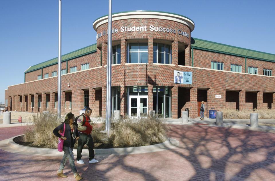 BUILDING EXTERIOR: Students move between classes at Langston University in Langston, OK, Thursday, January 17, 2013, By Paul Hellstern, The Oklahoman