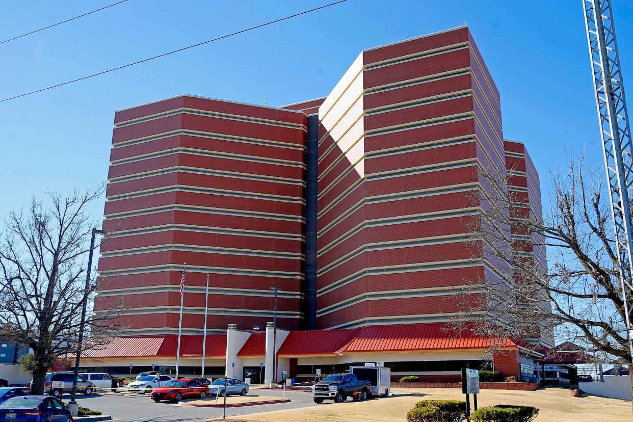 The Oklahoma County jail in Oklahoma City is pictured Jan. 12, 2022. During a series of inspections in 2021 and 2022, inspectors repeatedly cited the Oklahoma County jail for failing to conduct mental health assessments during its intake process. More than 30 detainees died inside the facility over those two years.