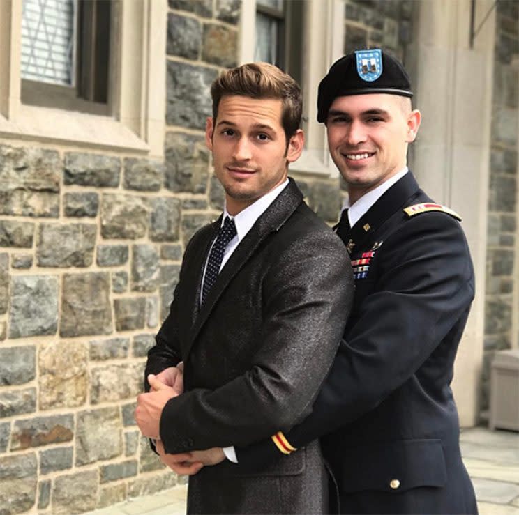 Max Emerson and Andres Camilo pose for their Army prom. (Photo: Instagram/Maxisms)